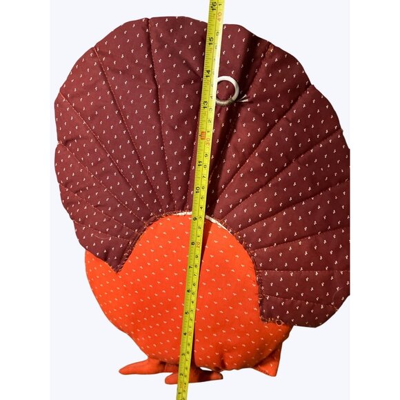 Thanksgiving Turkey Shaped Wall Hanging Decoration Sewn Fabric Fall Colors - Picture 9 of 10